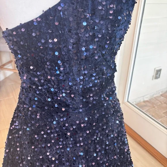 NEW Royal Blue Dress, Cobalt Blue, Dark Blue Velvet, Prom Dress, NWOT Size LG/14 - Picture 3 of 14